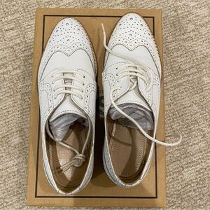 ASOS NIB White Leather Brogue Oxford Shoes lace up size 5 1/2